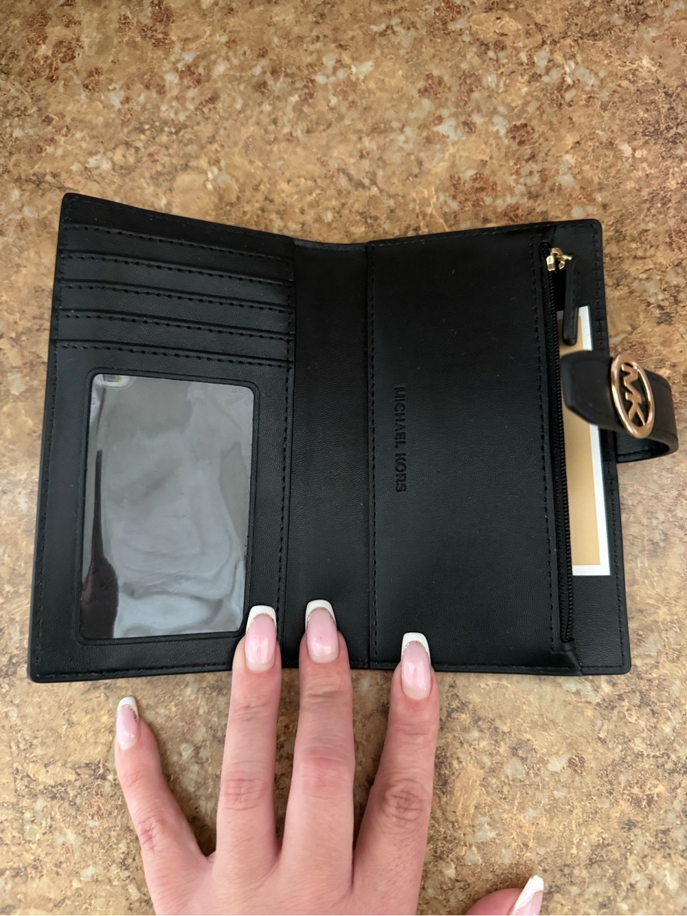 Michael Kors Black Wallet with Gold MK Logo EUC - Picture 5 of 12